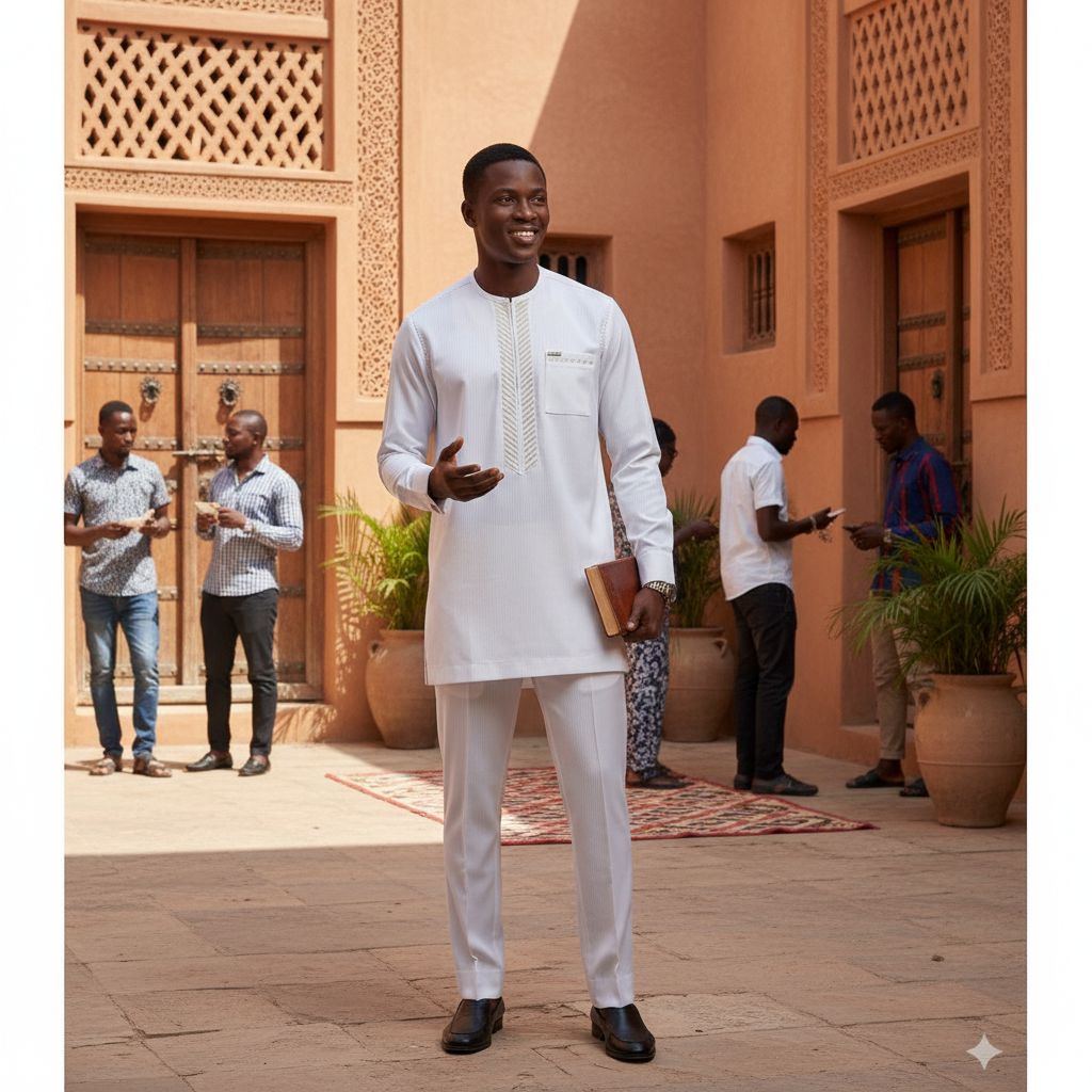 Ensemble traditionnel homme blanc Dakar Royal
