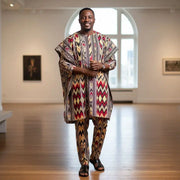 Ensemble tunique africaine homme multicolore et pantalon style Obasanjo