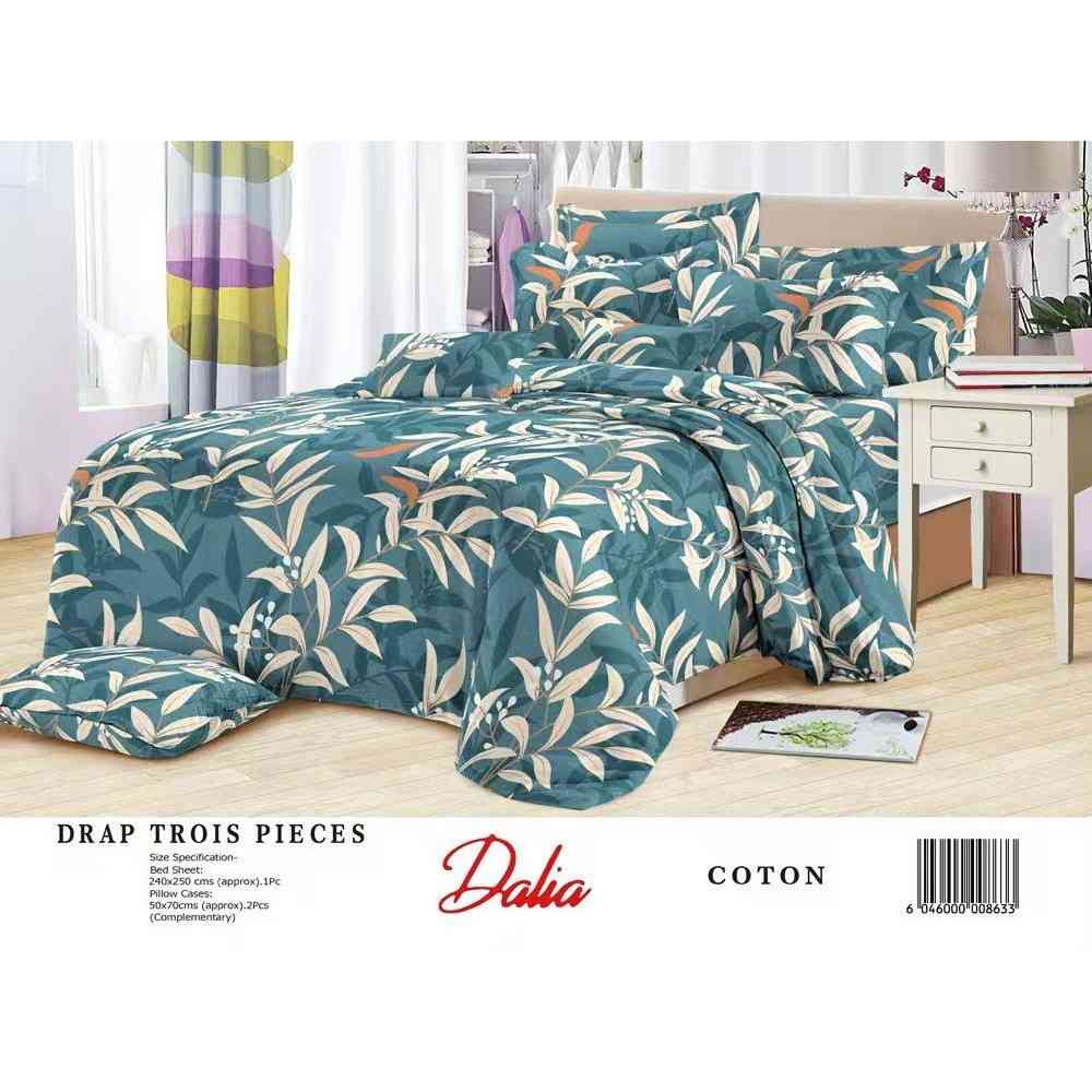 Drap 3 places coton 240x250 et 2 taies – Linge de lit moderne confortable