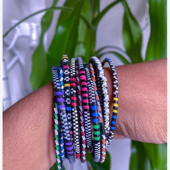 Bracelet touareg tissé multicolore artisanal femme