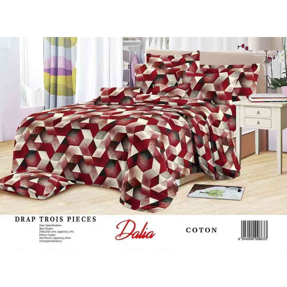 Drap 3 places coton 240x250 et 2 taies – Linge de lit moderne confortable