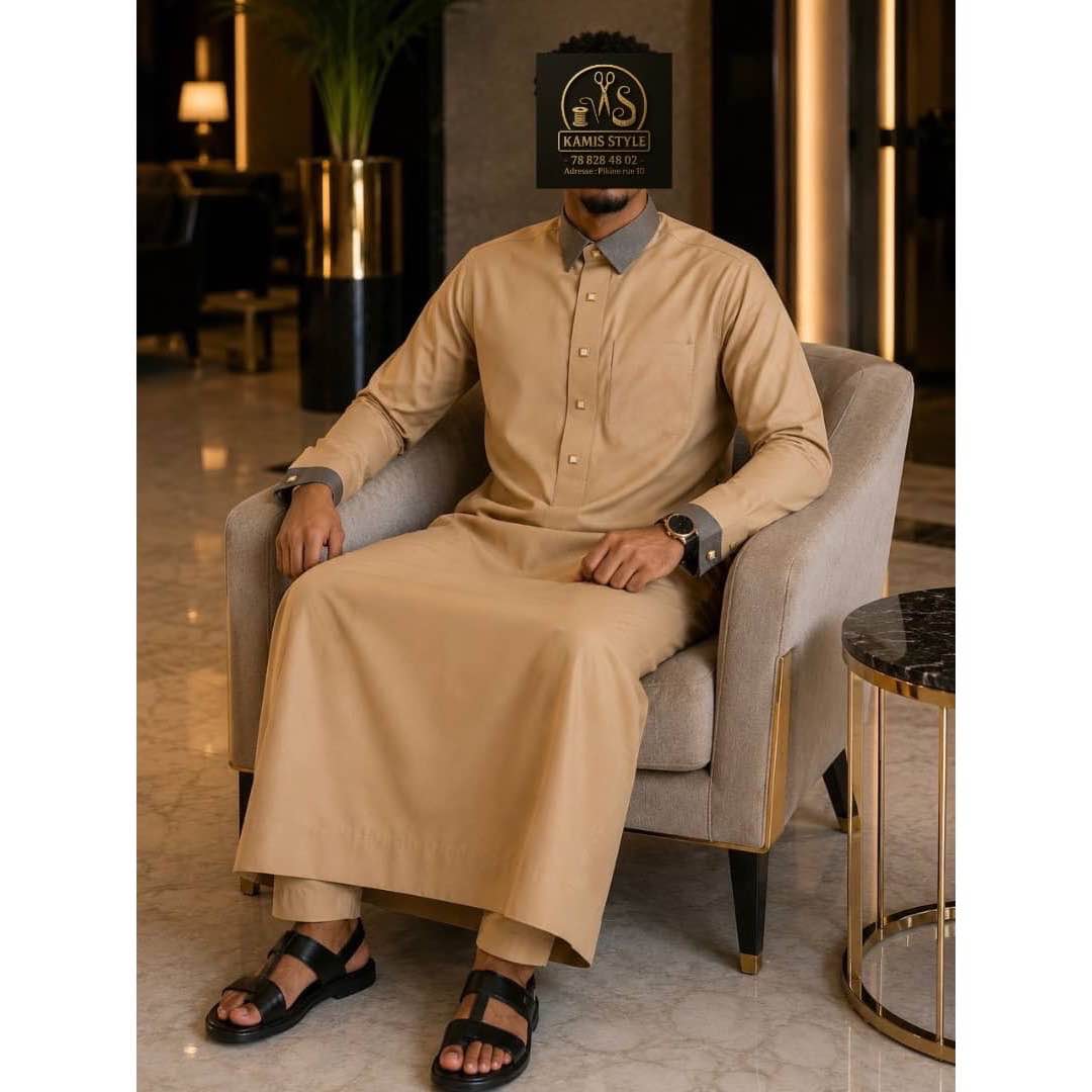 Thobe homme moderne coupe droite – Dialaba daffah élégant et confortable
