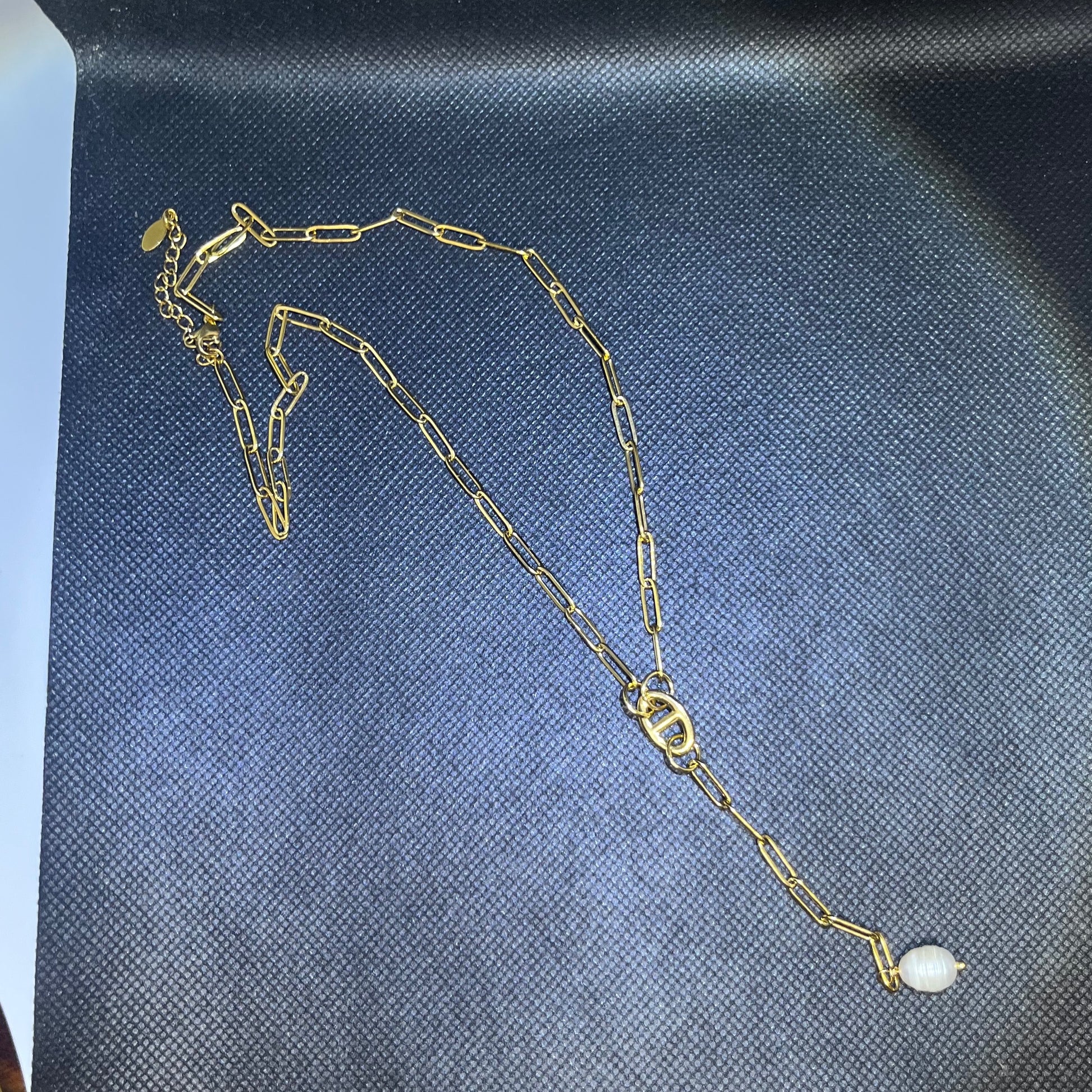 Collier perle de culture femme acier inoxydable doré