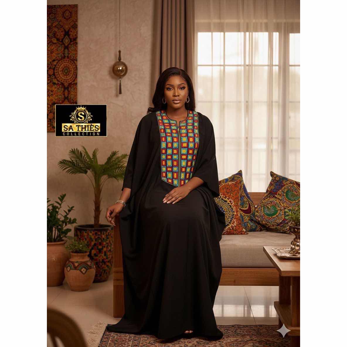 Robe boubou longue avec motifs colorés