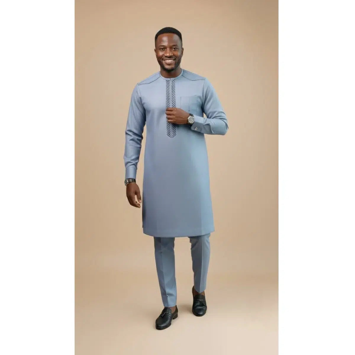 Ensemble homme élégant bleu ciel – Tenue traditionnelle et costume cérémonie