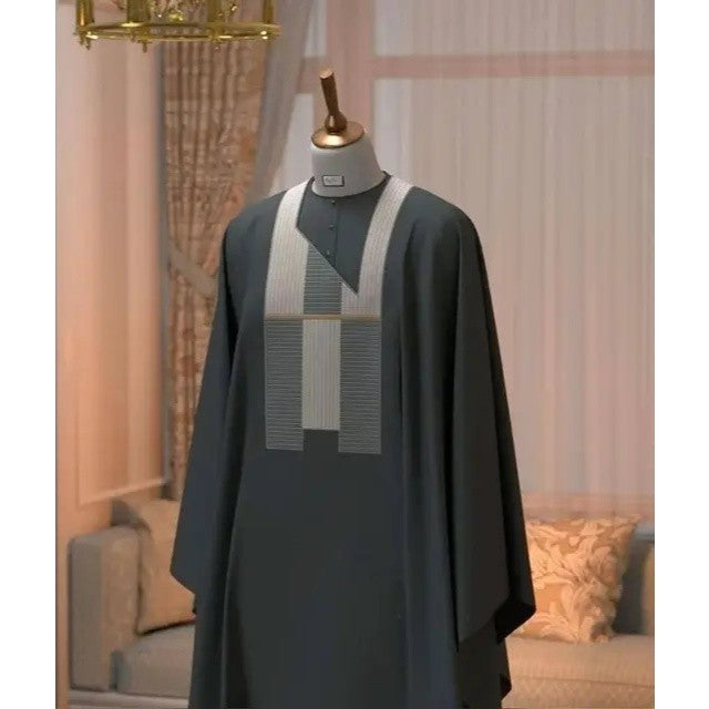 Tunique homme 3 pièces élégante, ensemble traditionnel bleu, cérémonie