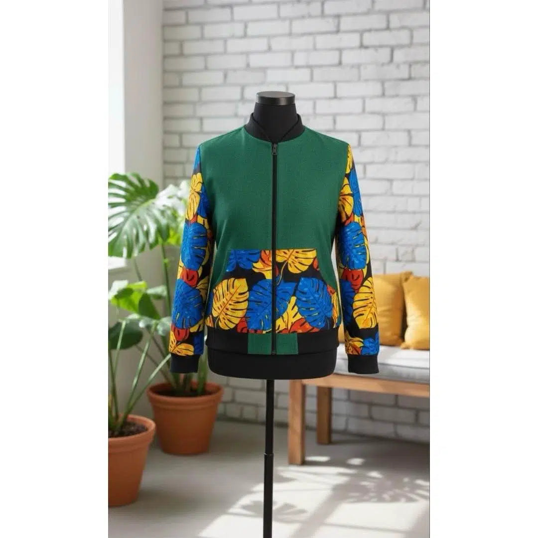 Pull wax femme original avec zip, motif floral, coton et denim