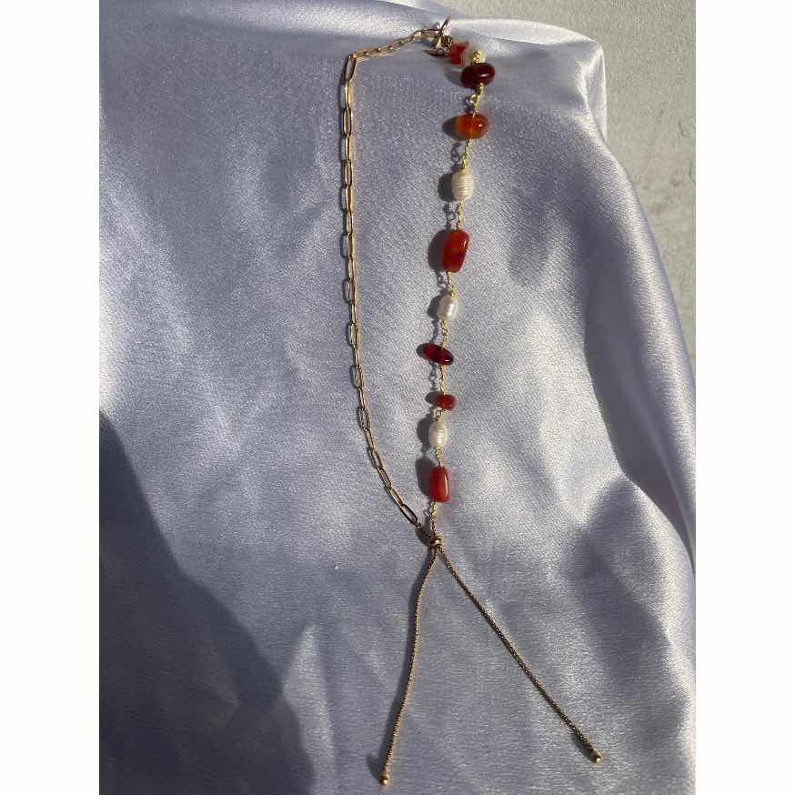 Collier cornaline et perles d’eau douce, bijou pierre naturelle femme