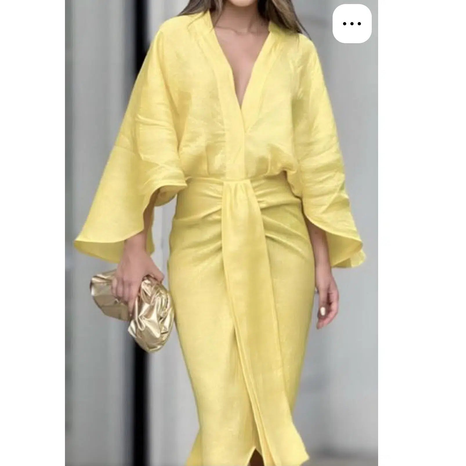 Robe cocktail jaune clair élégante – Robe longue chic cérémonie femme