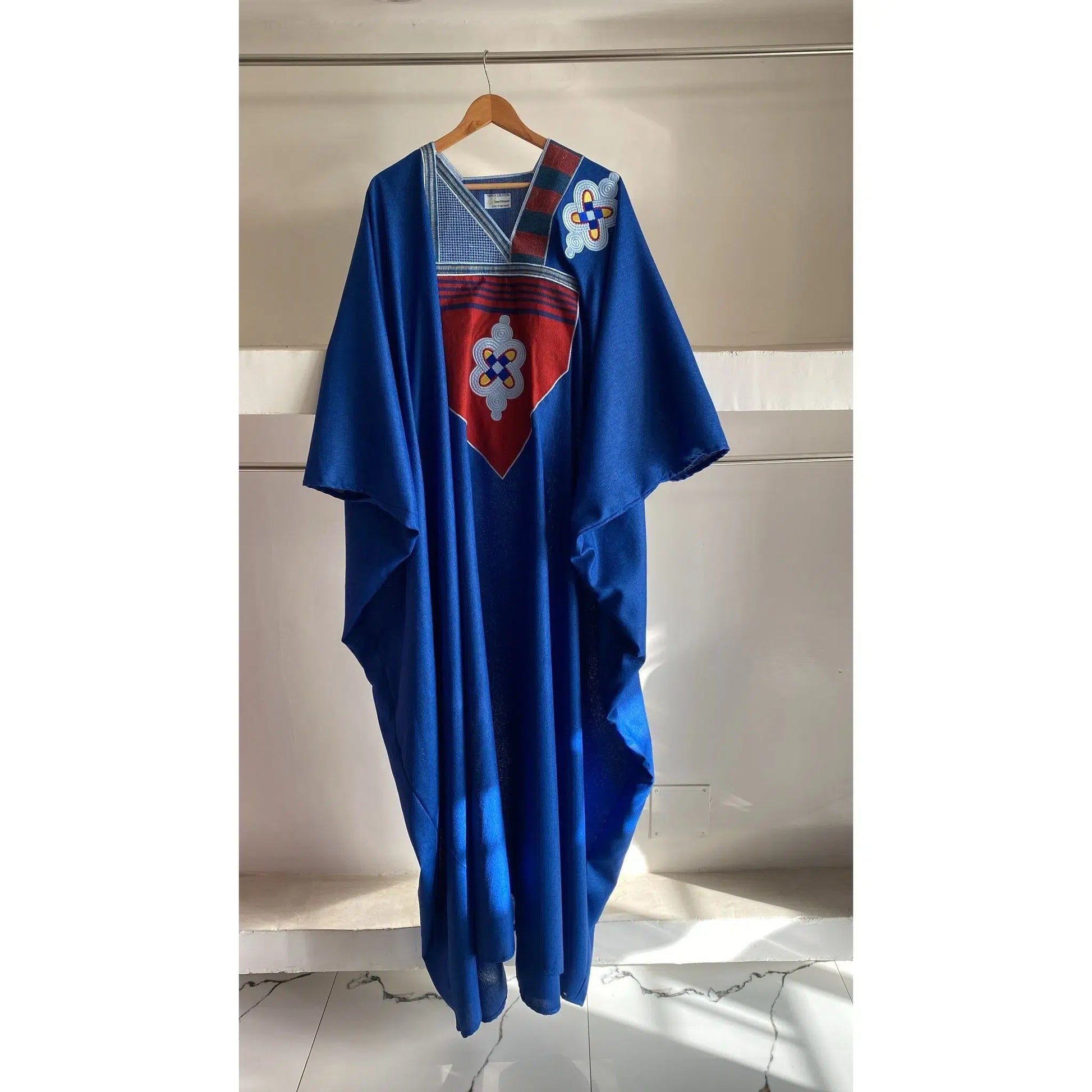 Robe Boubou Africaine en Lin Patchwork - Élégance et Tradition Sénégalaise