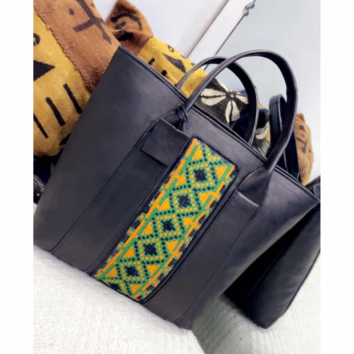 Sac cabas en pagne tissu noir