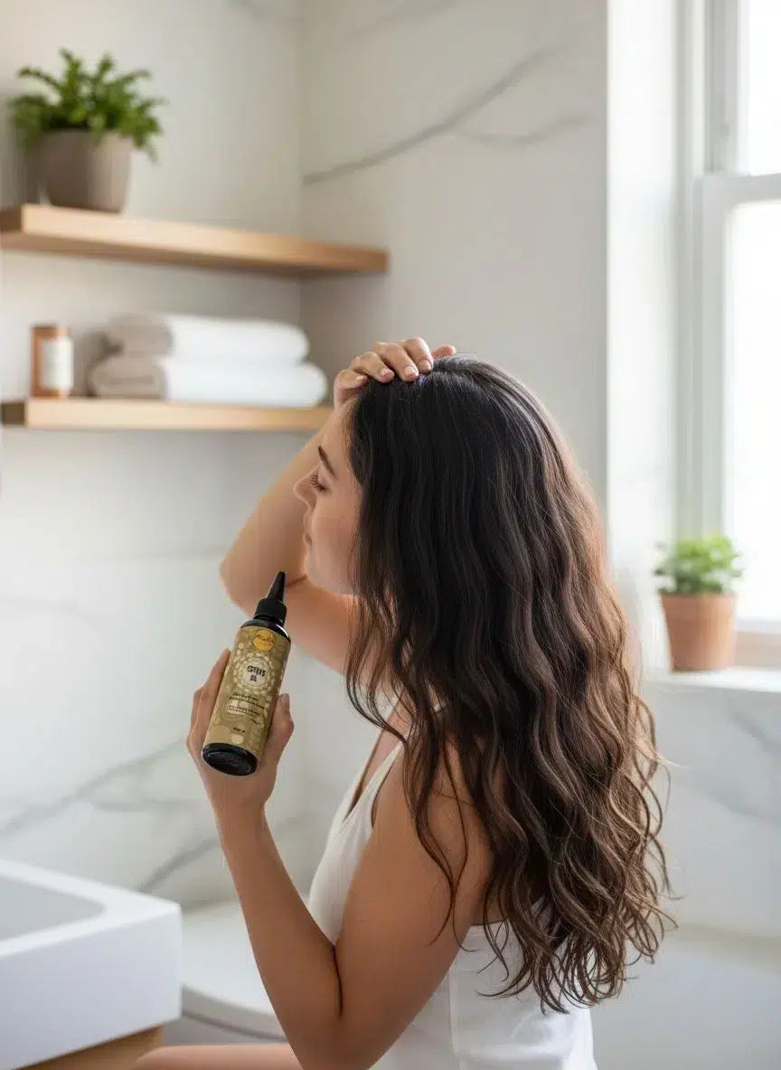 huile capillaire stimulante pour des cheveux éclatants et forts