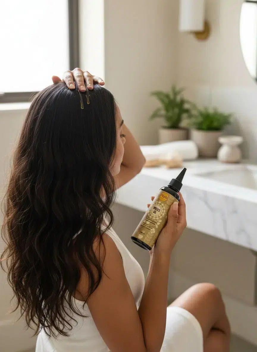 huile capillaire stimulante pour des cheveux éclatants et forts