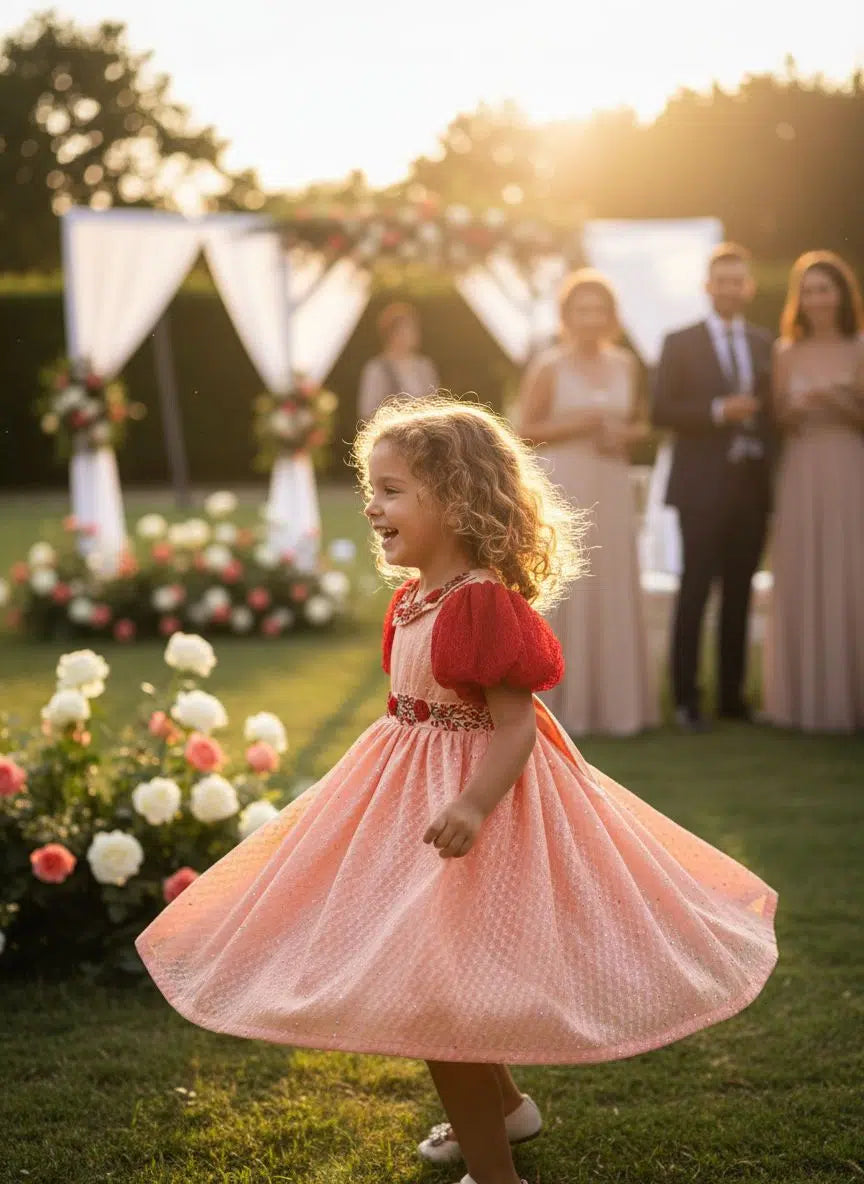 robe enfant corail élégance artisanale pour mariage chic