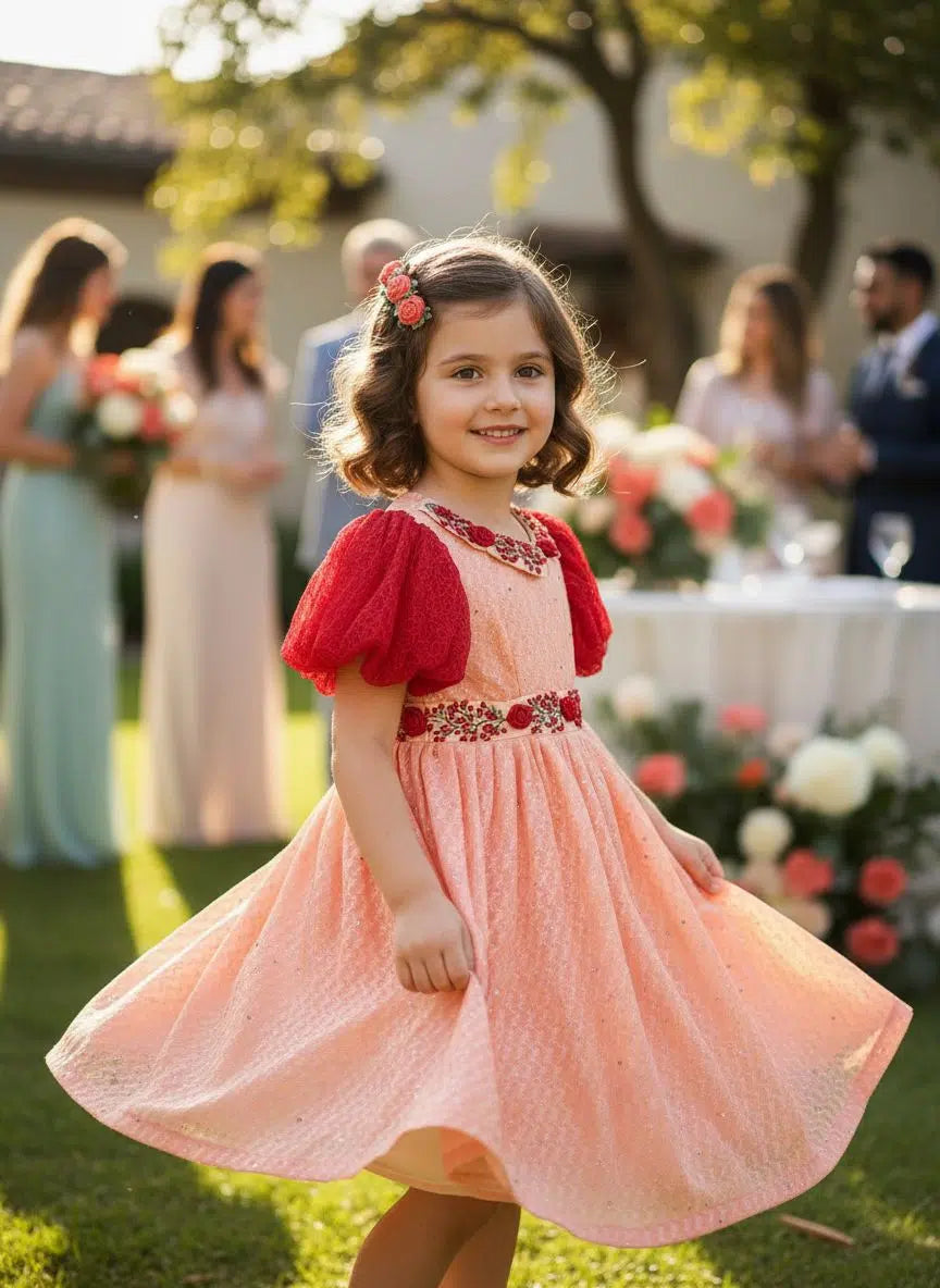 robe enfant corail élégance artisanale pour mariage chic