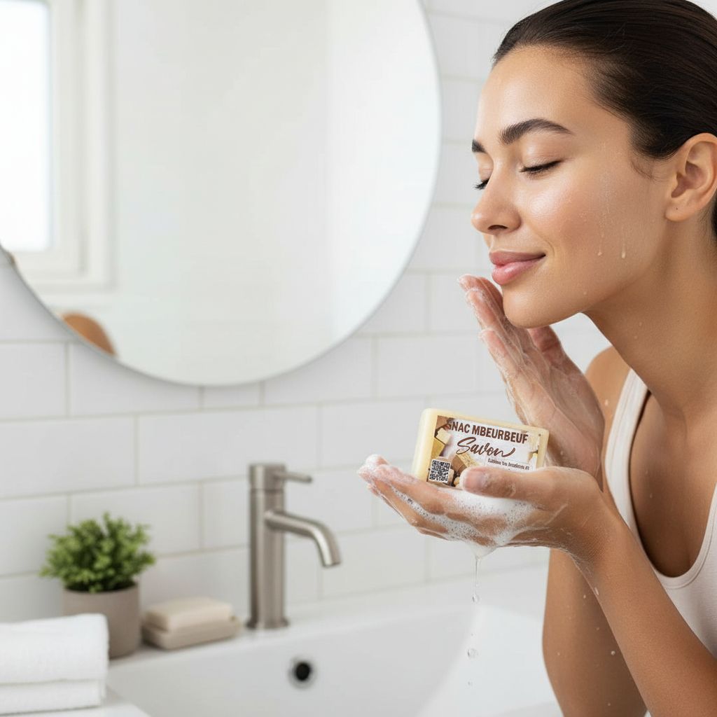 Savon naturel Mberbeuf éclatant anti-boutons pour une peau parfaite