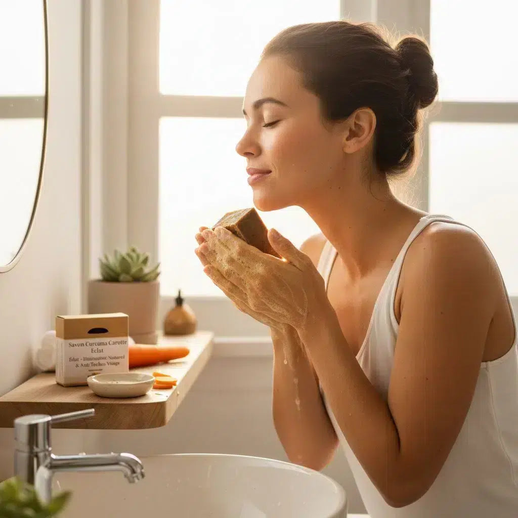 savon curcuma éclat naturel anti-taches pour peau radieuse