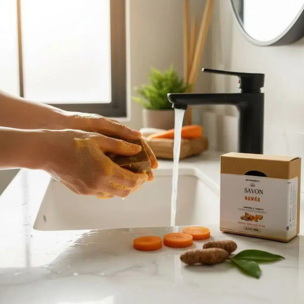 savon curcuma éclat naturel anti-taches pour peau radieuse