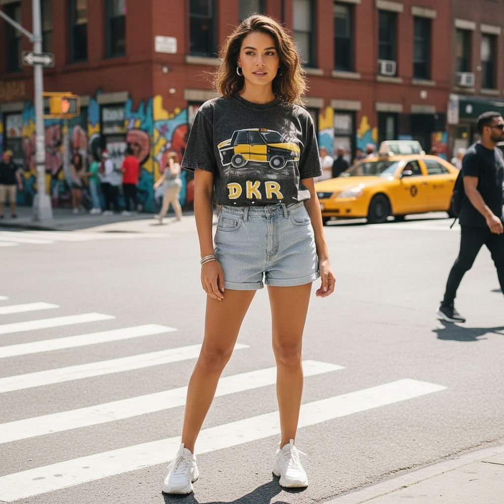 Tshirt noir exclusif avec illustration artistique de voitures urbaines