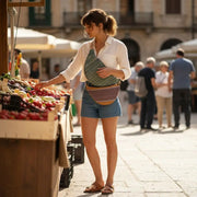 sac banane tendance ensemble de deux en tissu bleu rayé