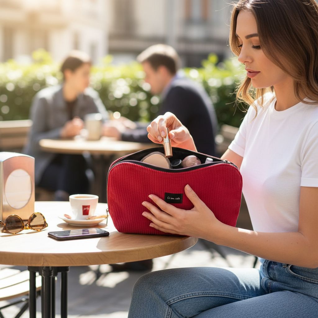 Trousse beauté rouge élégante pour un look irrésistible