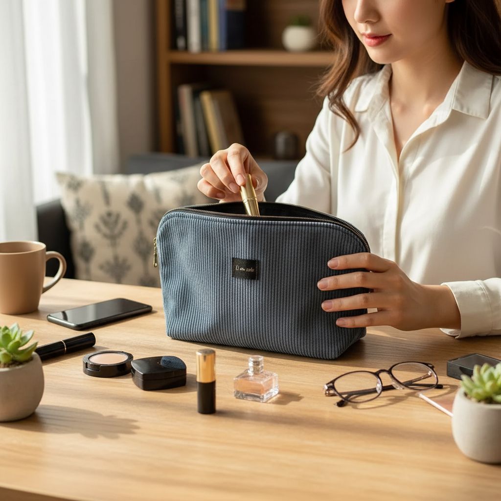 Trousse beauté bleue en tissu élégante pour un look parfait
