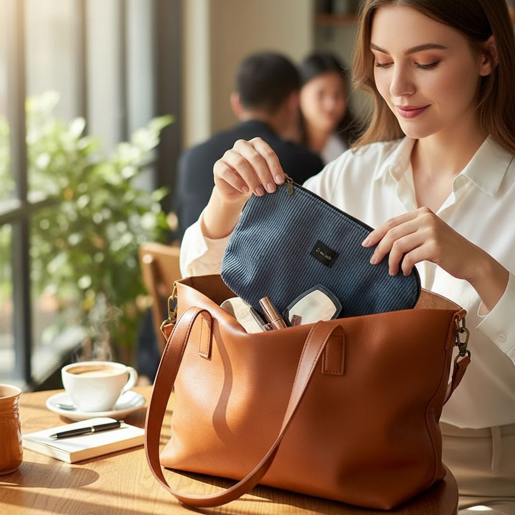 Trousse beauté bleue en tissu élégante pour un look parfait