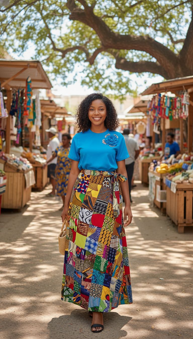 jupe portefeuille patchwork en coton premium pour un look unique