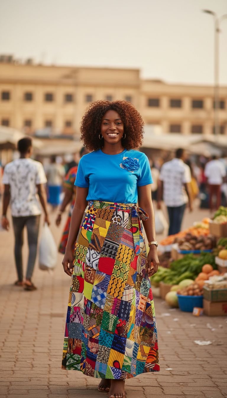 jupe portefeuille patchwork en coton premium pour un look unique