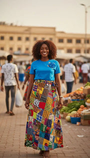 jupe portefeuille patchwork en coton premium pour un look unique