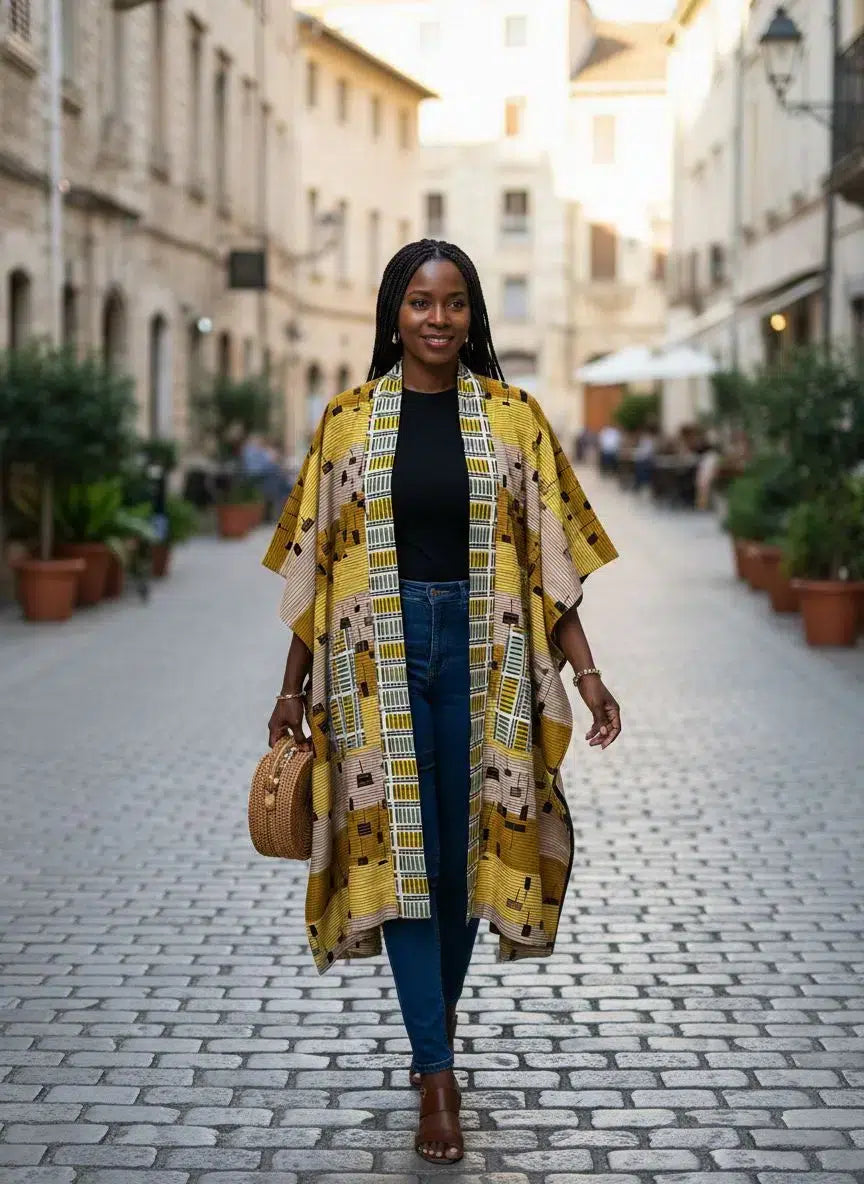 Cardigan en wax 100 pour cent coton avec poches irrésistible