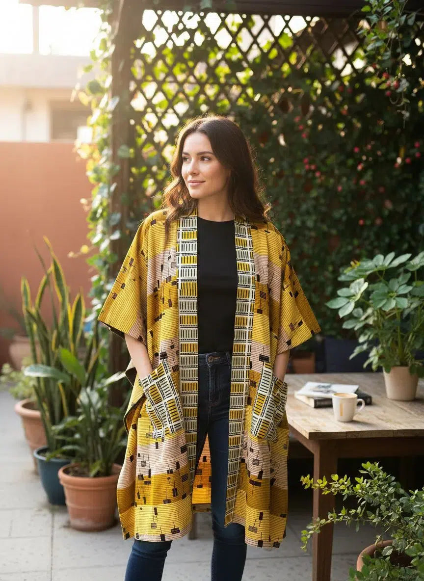 Cardigan en wax 100 pour cent coton avec poches irrésistible