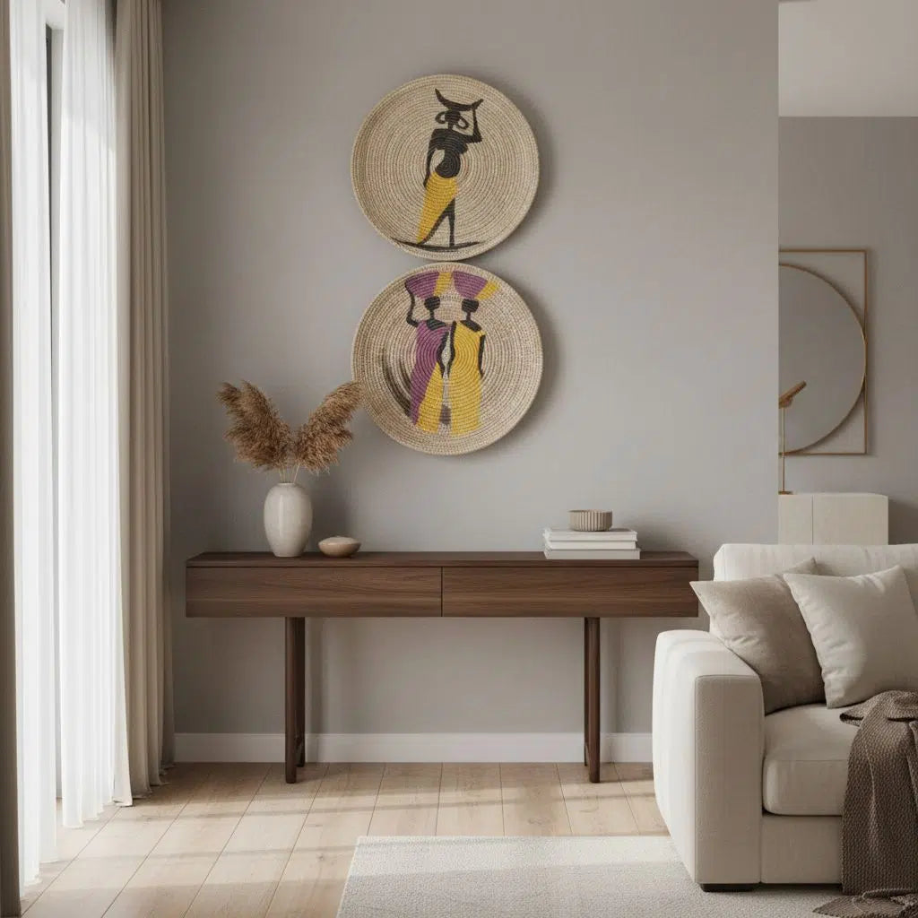 decoration murale africaine ensemble de plateaux ethniques uniques