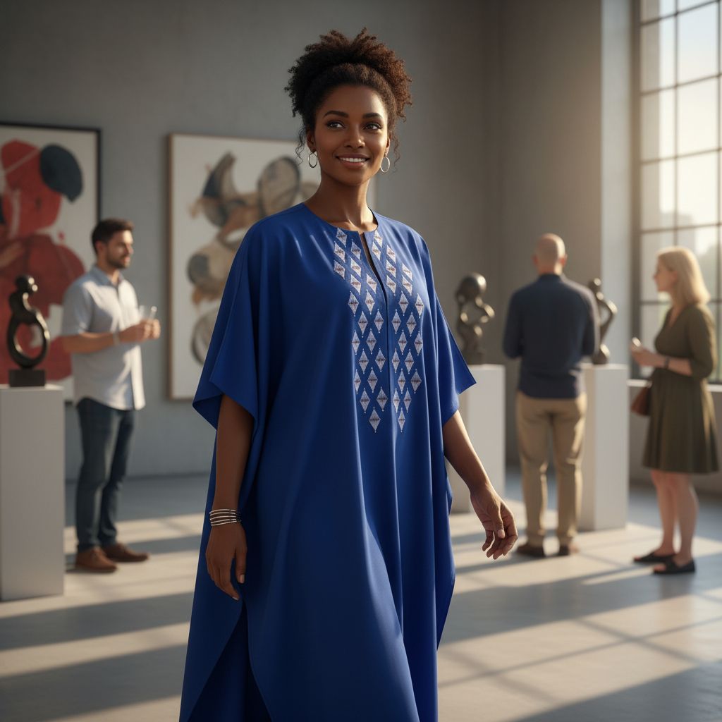 tunique femme bleu roi brodée élégante pour un style chic