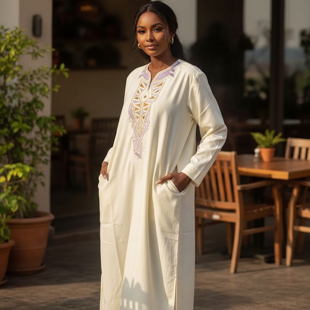 robe longue coton élégante blanche crème avec poches pratiques