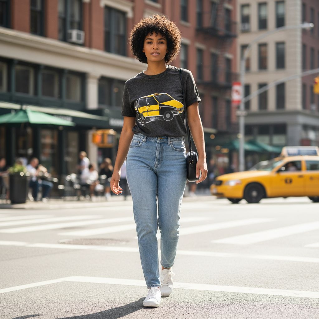 Tshirt noir exclusif avec illustration artistique de voitures urbaines