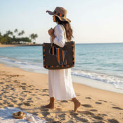 Sac et chapeau assortis bohème chic marron – Set plage femme paille et jute