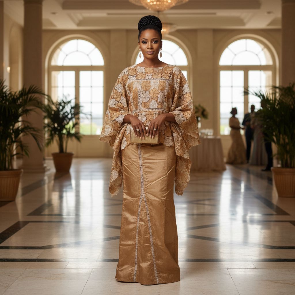 Ensemble geztner marron beige avec dentelle