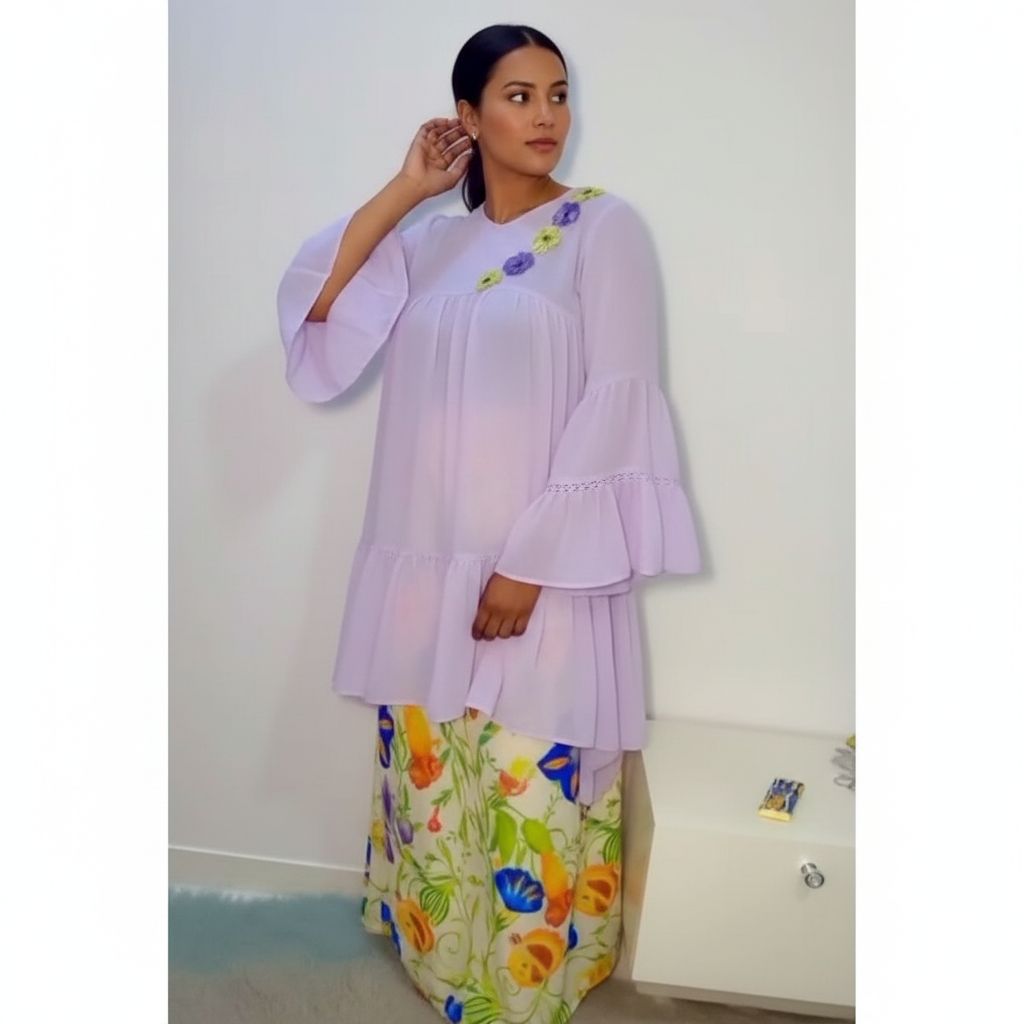 Ensemble femme élégant en mauve et vert pour un look irrésistible