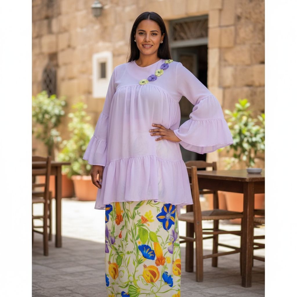 Ensemble femme élégant en mauve et vert pour un look irrésistible