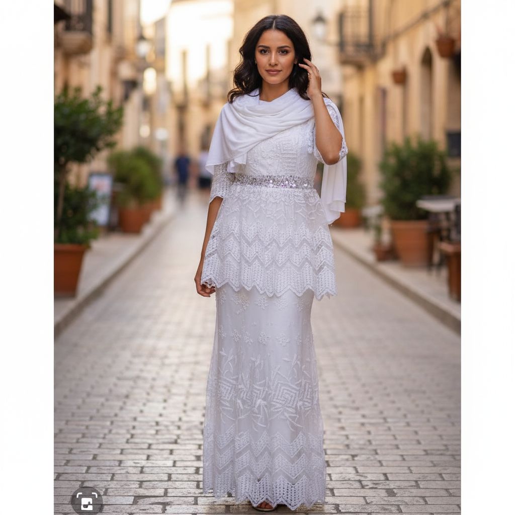 Ensemble femme marinière jupe en dentelle blanc chic et unique