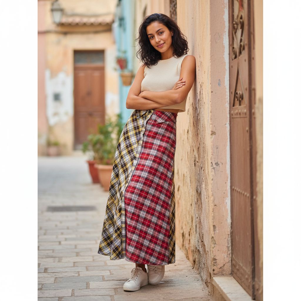 jupe femme élégante en rouge et jaune pour un style irrésistible