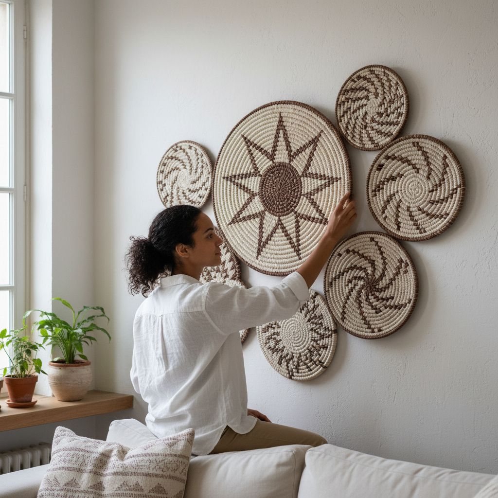deco murale chic boheme en osier design mosaïque auburn
