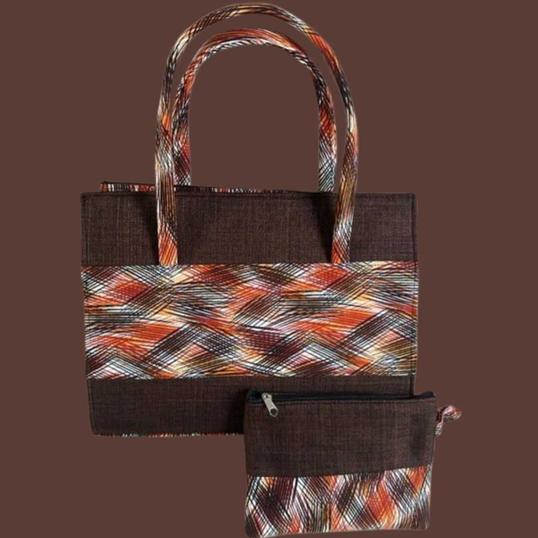 Sac à main en wax &amp; raphia; pochette assortie femme–Éthique et tendance