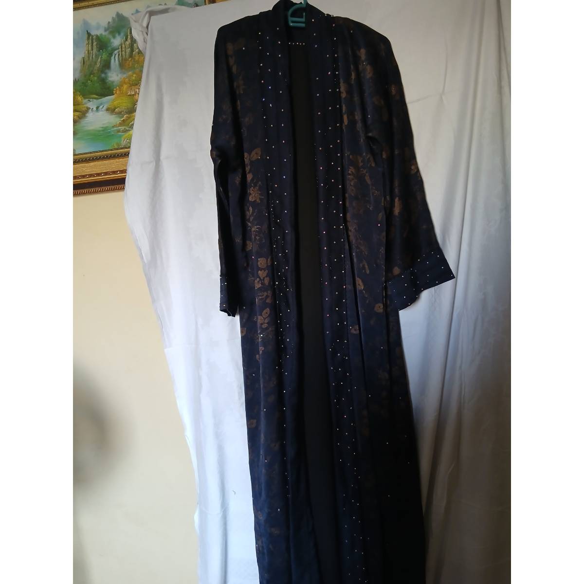 Abaya Dubai bleu marine élégante – Robe longue femme chic et raffinée