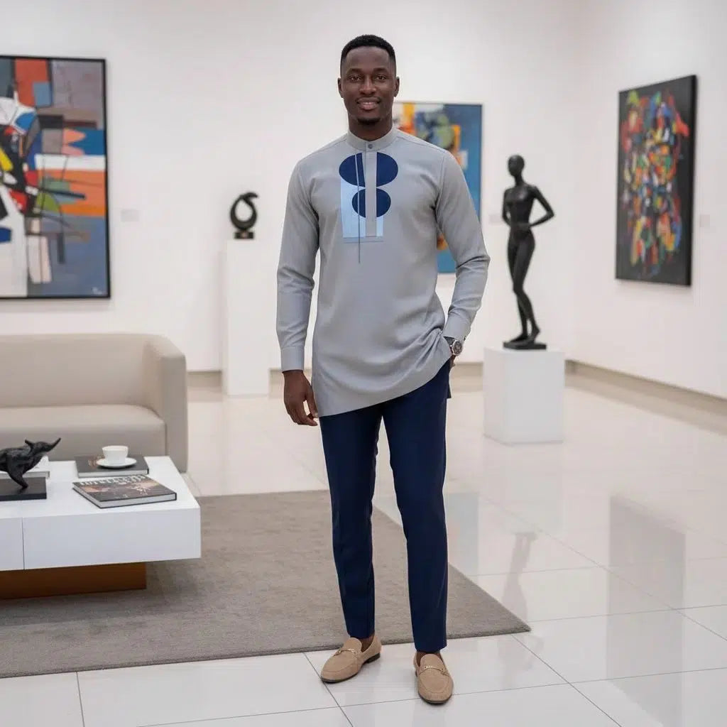 Ensemble homme beige et bleu