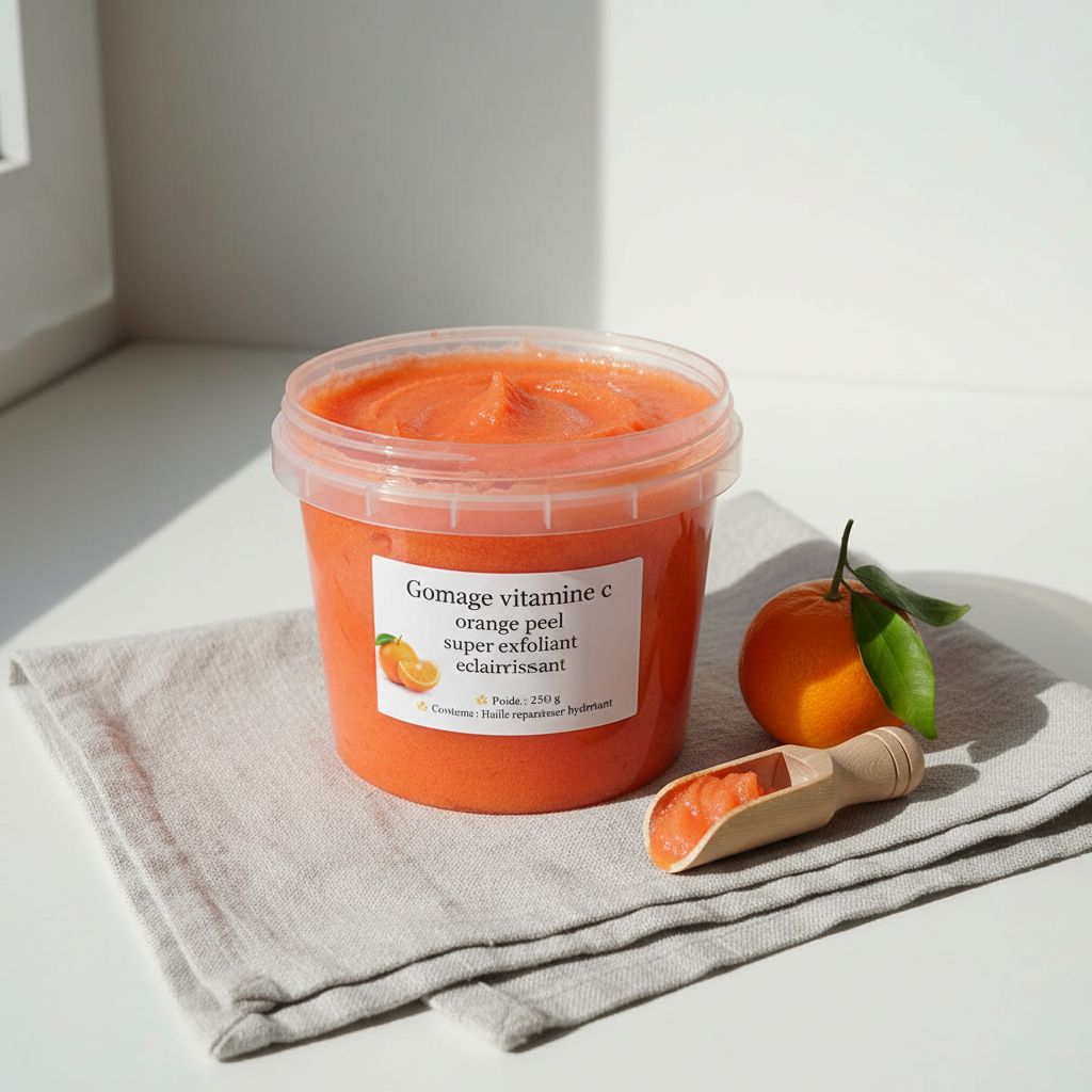 Gommage vitamine C visage éclat à l’orange peel – Exfoliant super éclaircissant