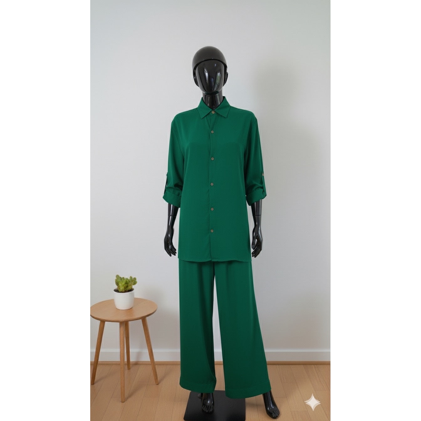 Ensemble pantalon large femme en jersey avec chemise, chic et confortable