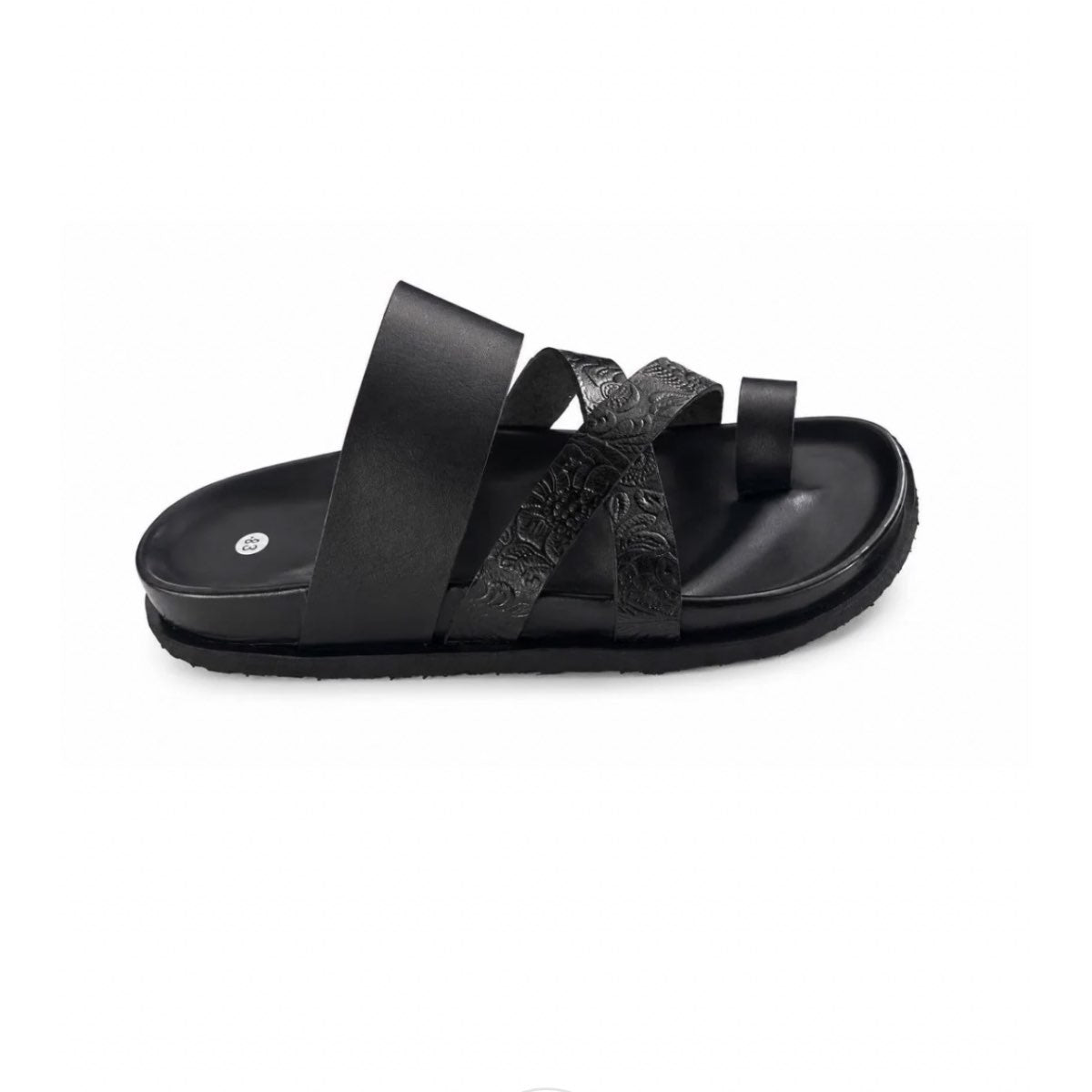 Sandale homme cuir noire élégante et confortable, cuir véritable été