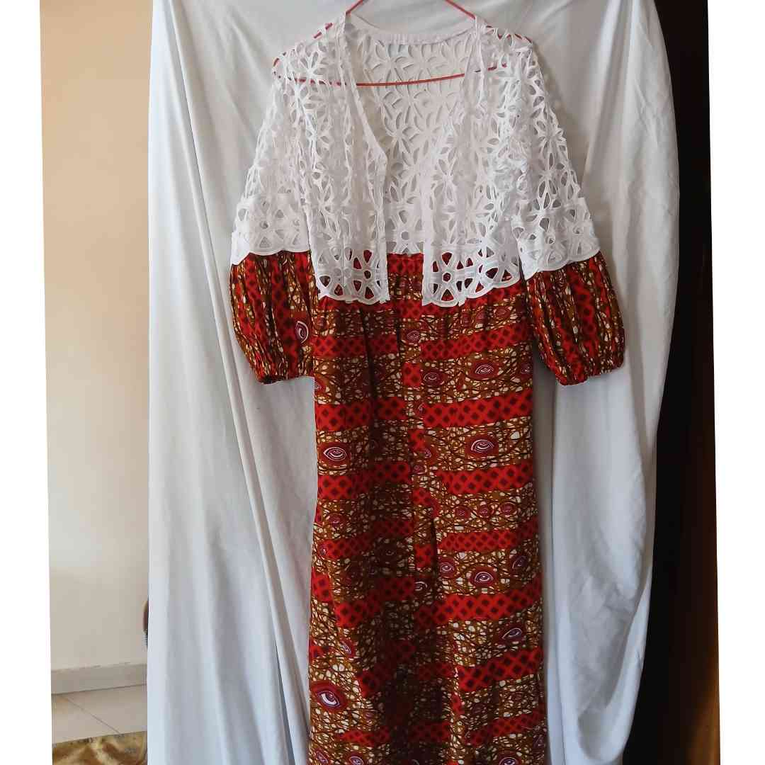 Robe femme en wax et brode